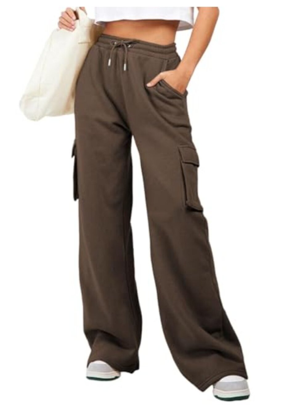 Cotton Cargo Sweatpants High Waisted Wide Leg Joggers